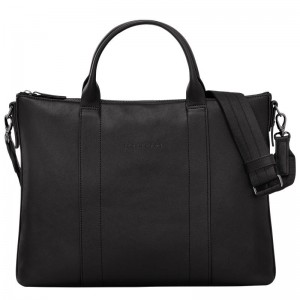 Men's Longchamp 3D Briefcase Black | EQYFL-9146