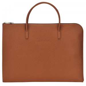 Men's Longchamp Le Foulonné S Briefcase Caramel Brown | BFKNM-1268