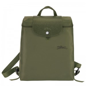 Men's Longchamp Le Pliage Green M Backpacks Forest Green | FXSVI-3068