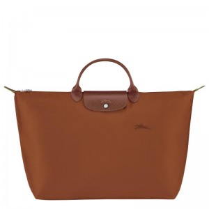 Men's Longchamp Le Pliage Green S Travel Bags Cognac Brown | TFDPA-0645