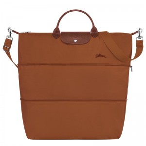 Men's Longchamp Le Pliage Green expandable Travel Bags Cognac Brown | NMXKT-5436