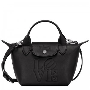 Men's Longchamp x Robert Indiana XS Handbags Black | NFXUW-3076