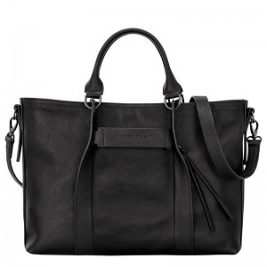 Women's Longchamp 3D L Handbags Black | XSLPB-9087