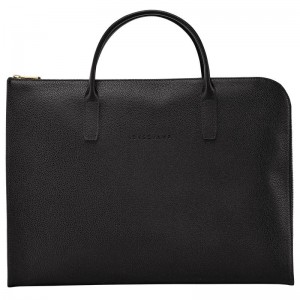 Women's Longchamp Le Foulonné S Briefcase Black | LQATR-6389