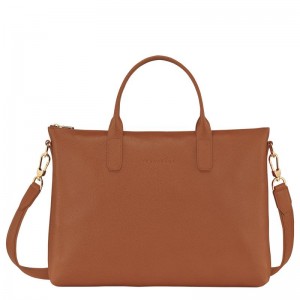 Women's Longchamp Le Foulonné S Briefcase Caramel Brown | KXHDW-7328