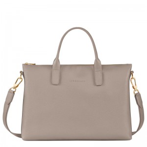 Women's Longchamp Le Foulonné S Briefcase Turtledove Grey | UFLZH-9136