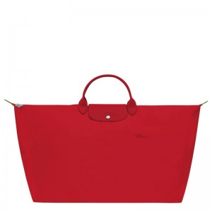 Women's Longchamp Le Pliage Green M Travel Bags Tomato Red | HYKBU-4920