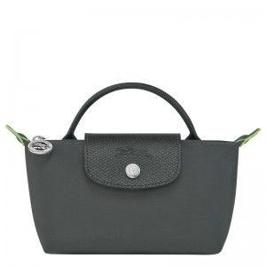 Women's Longchamp Le Pliage Green with handle Pouches Graphite Grey | MPRXQ-5402