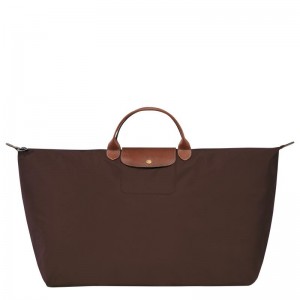 Women's Longchamp Le Pliage Original M Travel Bags Ebony Brown | FYAVD-5624