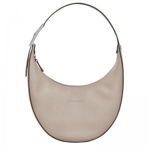 Women's Longchamp Roseau Essential M Hobo Bags Clay Grey | AIXLF-7563