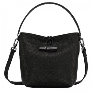 Women's Longchamp Roseau Essential XS Bucket Bag Black | LAOUF-0791