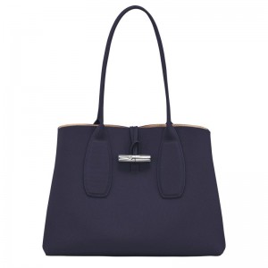 Women's Longchamp Roseau L Tote Bag Bilberry Purple | KESFD-7468
