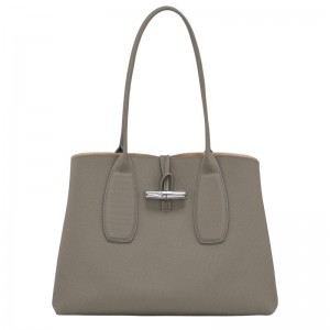 Women's Longchamp Roseau L Tote Bag Turtledove Grey | VWOST-6572