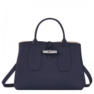 Women's Longchamp Roseau M Handbags Bilberry Purple | OSCNI-0524