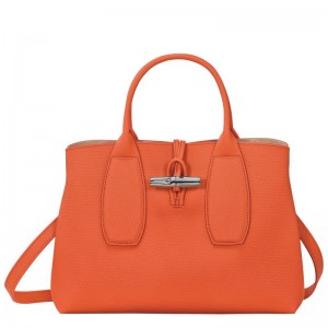 Women's Longchamp Roseau M Handbags Orange | ROBHN-3689