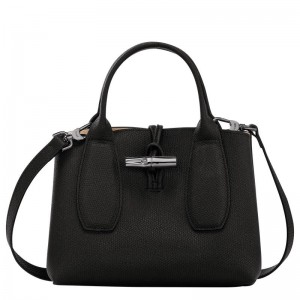 Women's Longchamp Roseau S Handbags Black | QHJTW-8076