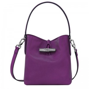 Women's Longchamp Roseau XS Bucket Bag Violet Purple | BMXQJ-9364