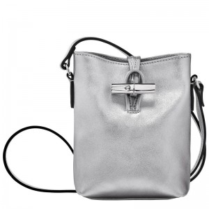 Women's Longchamp Roseau XS Crossbody Bags Silver | OYUDW-4872