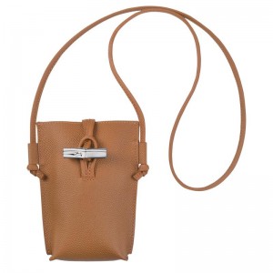 Women's Longchamp Roseau with lace Phone Case Natural Brown | EHWZY-9328