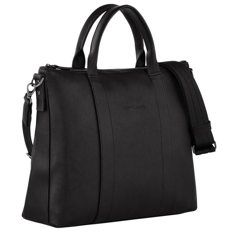 Men's Longchamp 3D Briefcase Black | EQYFL-9146