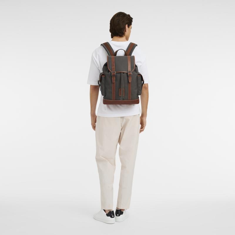 Men's Longchamp Boxford Backpacks Brown | EXUYM-9138