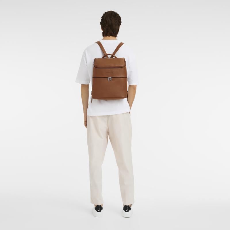 Men's Longchamp Le Foulonné Backpacks Caramel Brown | KXBAS-2960