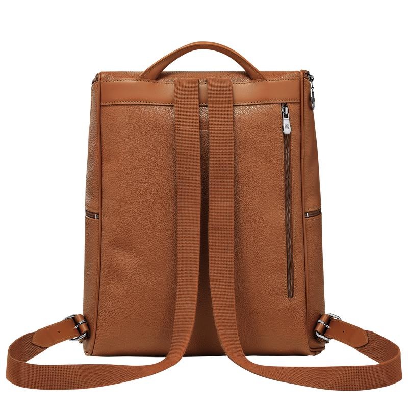 Men's Longchamp Le Foulonné Backpacks Caramel Brown | KXBAS-2960