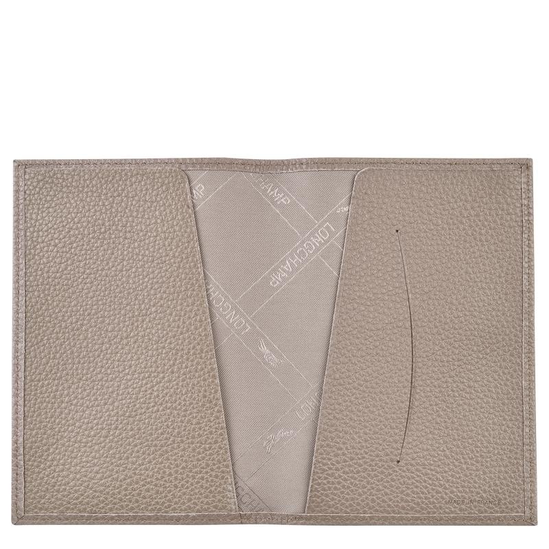 Men's Longchamp Le Foulonné Passport cover Passport Bag Turtledove Grey | TGEAV-3486