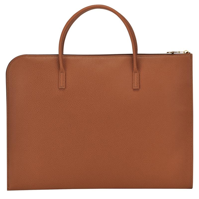 Men's Longchamp Le Foulonné S Briefcase Caramel Brown | BFKNM-1268