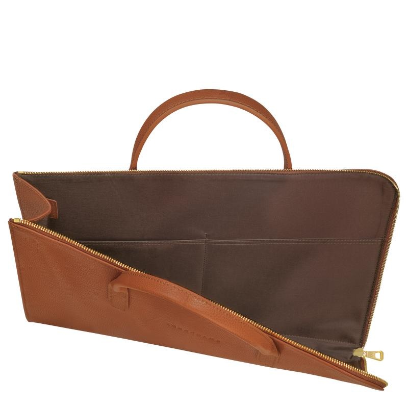 Men's Longchamp Le Foulonné S Briefcase Caramel Brown | BFKNM-1268