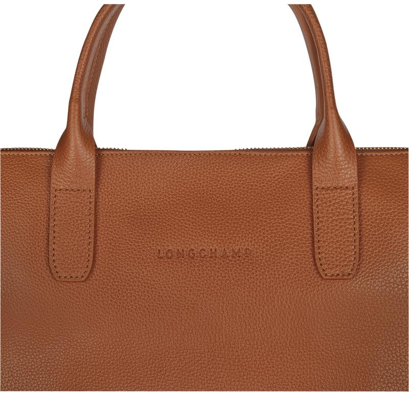 Men's Longchamp Le Foulonné S Briefcase Caramel Brown | IKQTE-0478