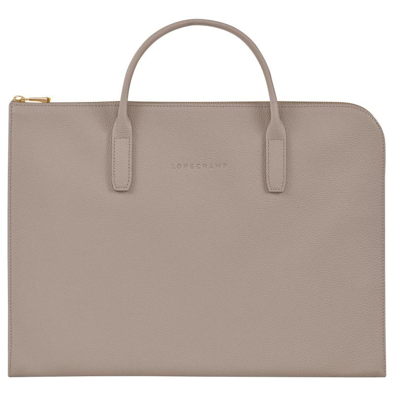 Men\'s Longchamp Le Foulonné S Briefcase Turtledove Grey | UHBQM-5390