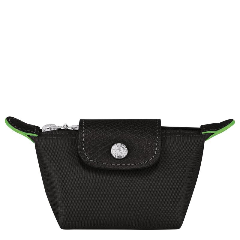 Men\'s Longchamp Le Pliage Green Coin Purses Black | USQEY-0469