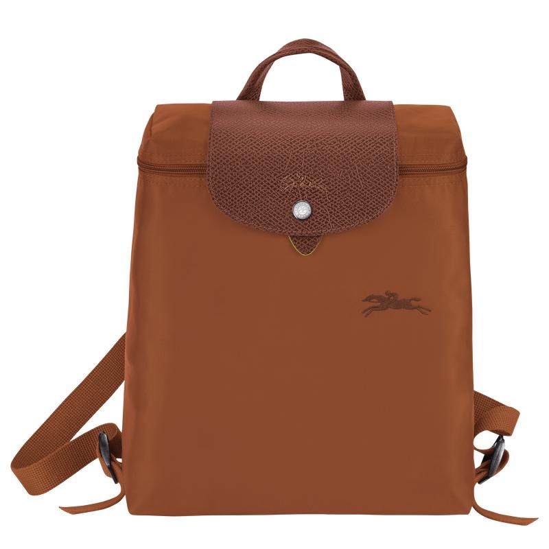 Men\'s Longchamp Le Pliage Green M Backpacks Cognac Brown | PJIXO-5169