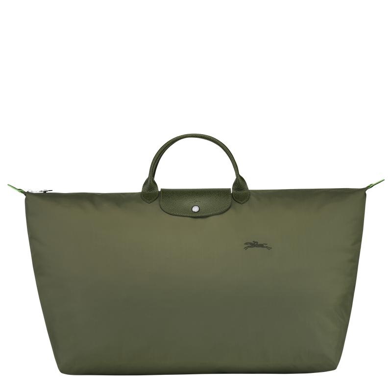 Men\'s Longchamp Le Pliage Green M Travel Bags Forest Green | XTGES-0893