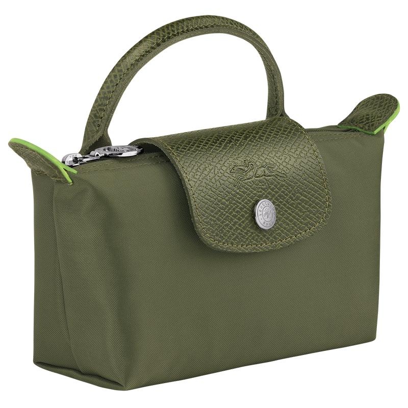 Men's Longchamp Le Pliage Green with handle Pouches Forest Green | NOMHI-4801