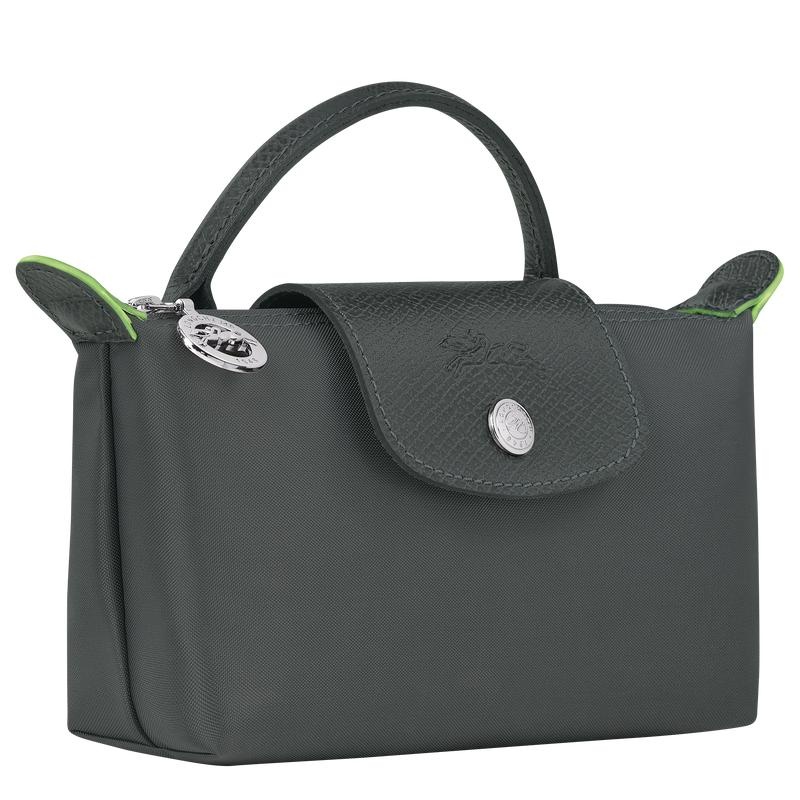 Men's Longchamp Le Pliage Green with handle Pouches Graphite Grey | WEUHS-2854