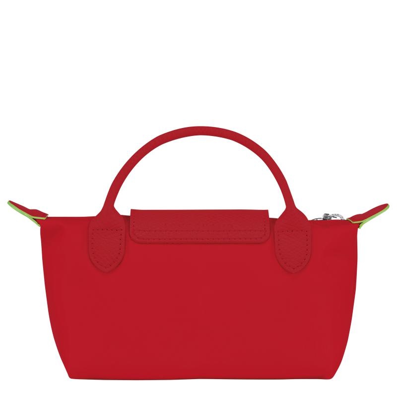 Men's Longchamp Le Pliage Green with handle Pouches Tomato Red | HDSMG-0968