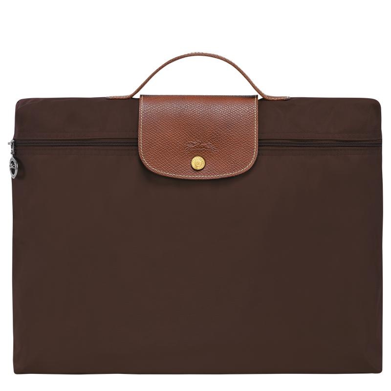 Men\'s Longchamp Le Pliage Original S Briefcase Ebony Brown | WGMCF-9821
