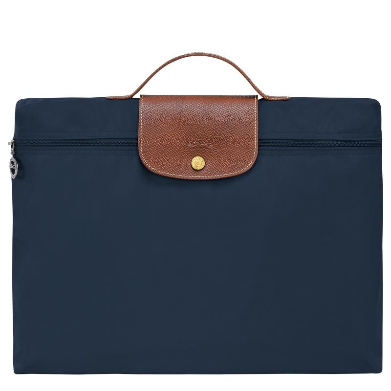 Men\'s Longchamp Le Pliage Original S Briefcase Navy | SXLEC-3108