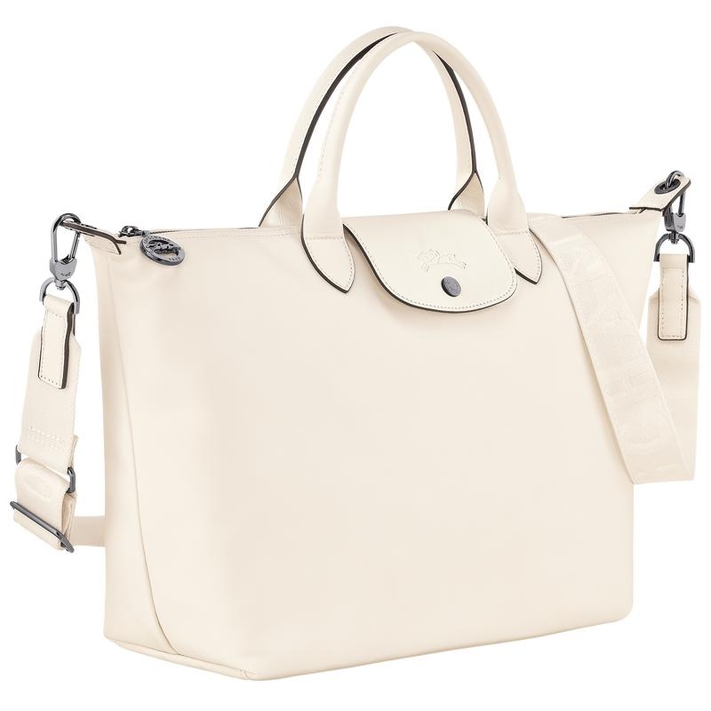 Men's Longchamp Le Pliage Xtra L Handbags Ecru White | KZJPC-2594