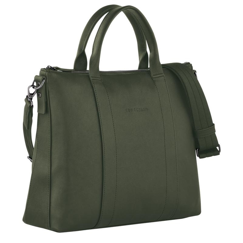 Women's Longchamp 3D Briefcase Khaki | OXGPH-0163