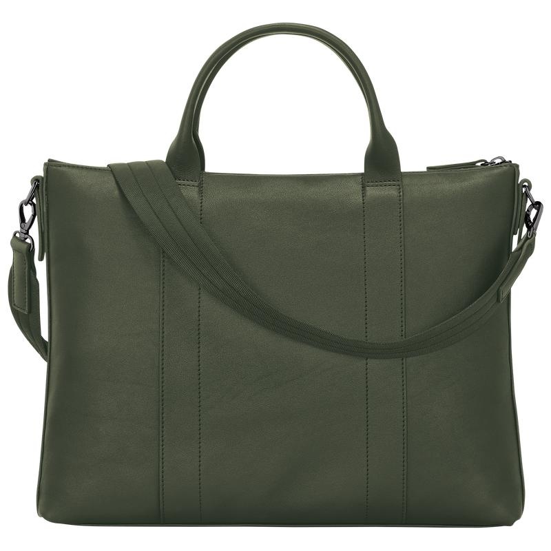 Women's Longchamp 3D Briefcase Khaki | OXGPH-0163