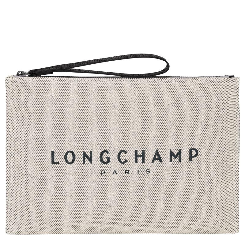 Women\'s Longchamp Essential Pouches Ecru White | PIJUN-9248