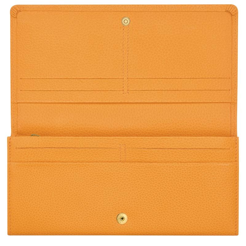 Women's Longchamp Le Foulonné Continental Wallets Apricot Orange | IUHJS-7236