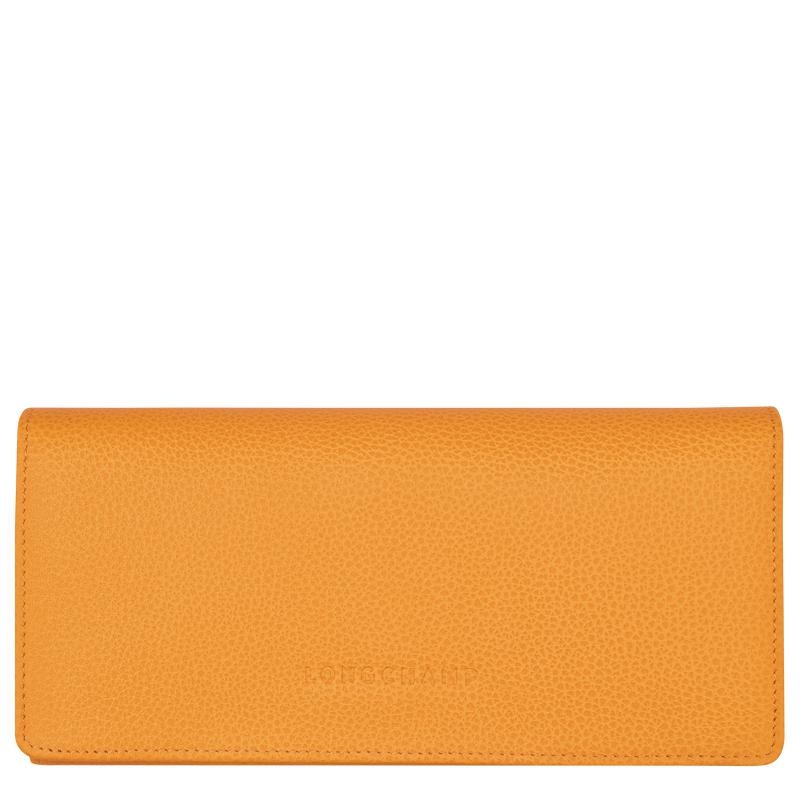 Women\'s Longchamp Le Foulonné Continental Wallets Apricot Orange | IUHJS-7236