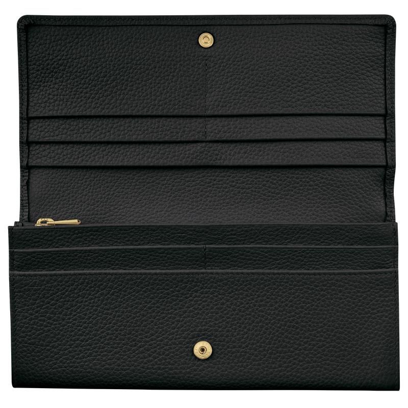 Women's Longchamp Le Foulonné Continental Wallets Black | PDMIA-0697