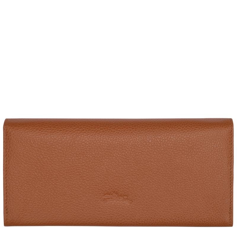 Women's Longchamp Le Foulonné Continental Wallets Caramel Brown | WONGX-3108