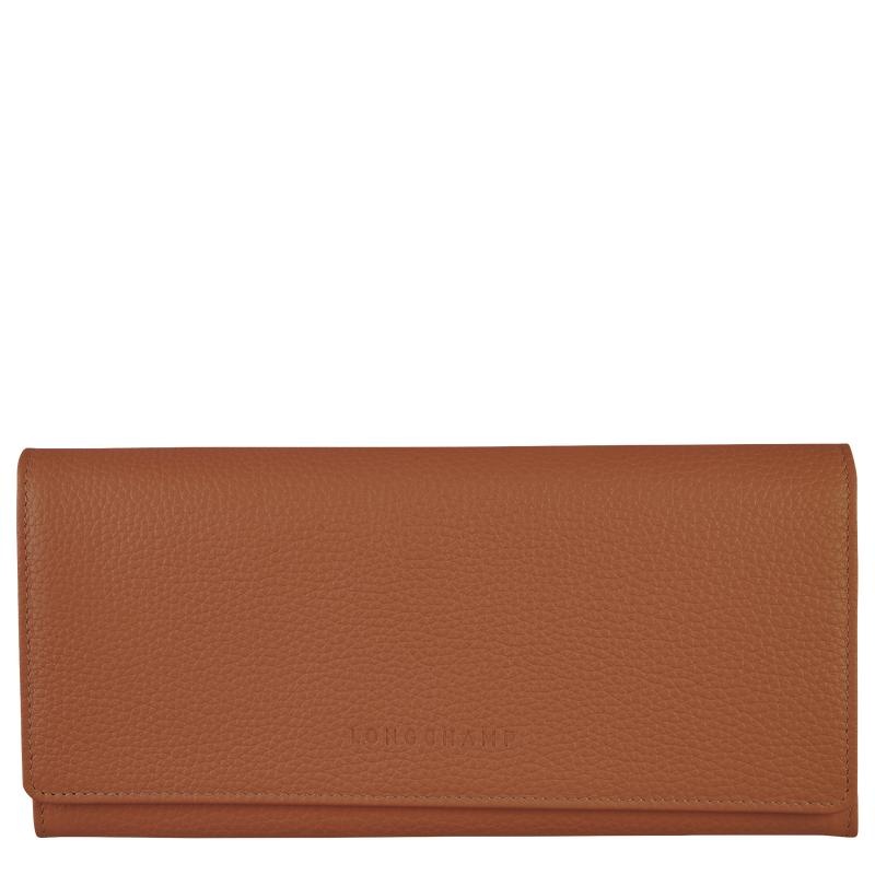 Women\'s Longchamp Le Foulonné Continental Wallets Caramel Brown | WONGX-3108