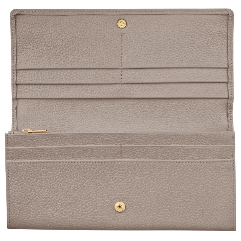 Women's Longchamp Le Foulonné Continental Wallets Turtledove Grey | BGJCF-5216